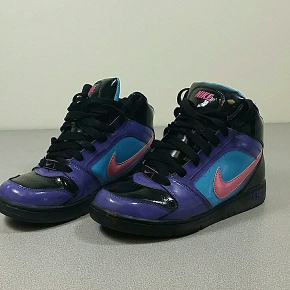blue and black nike high tops